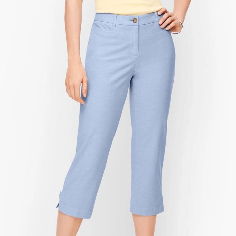 Talbots  Perfect Crop 100% Cotton Blue Pants Size 16